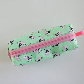 Cow Print Green School Pouch for kids