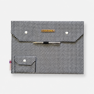 Black and White Geometric A4 File Folder with Pen Holder