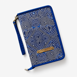 Dark Blue Geometric Zip-Around Family Travel Document Wallet