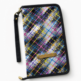Family Passport Travel Organizer Wallet – Multicolored Abstract Plaid