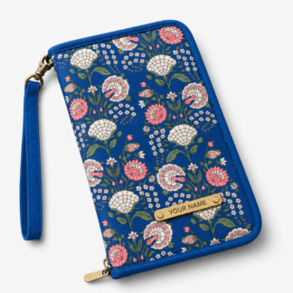 Floral Travel Document Organizer Wallet with Wrist Strap