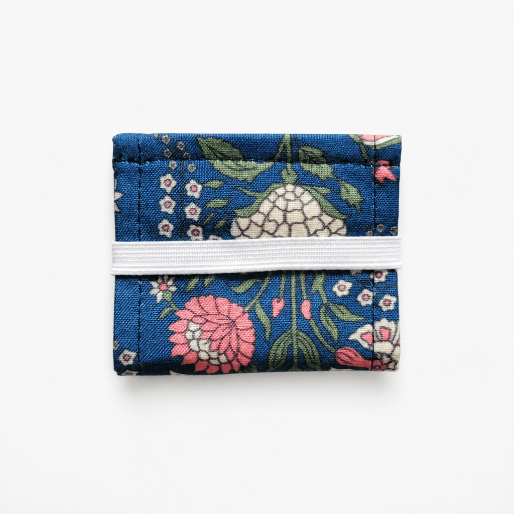 Foldable Blue Floral Hanging Jewelry Organizer with Four Sections