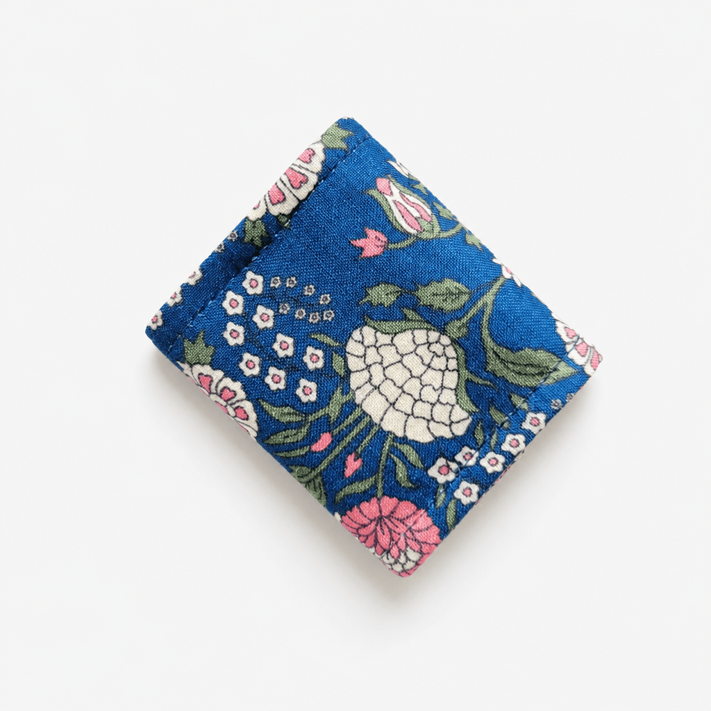 Foldable Blue Floral Hanging Jewelry Organizer with Four Sections