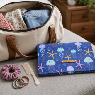 Folding Hair Accessory Organizer with Clear Zipper Pocket