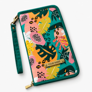 Family Travel Document Wallet with Wrist Strap, Tropical Print