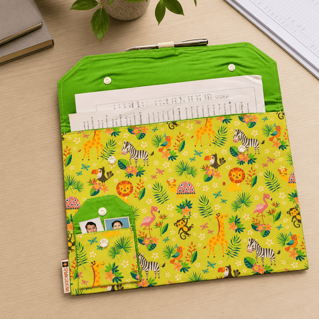 Jungle Animal A4 Fabric File Folder with Pen Holder