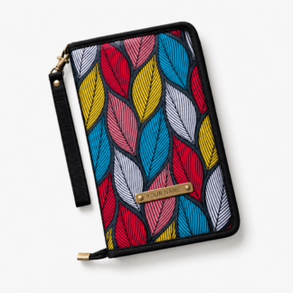 Multicolor Leaf Print Zip-Around Travel Document Wallet