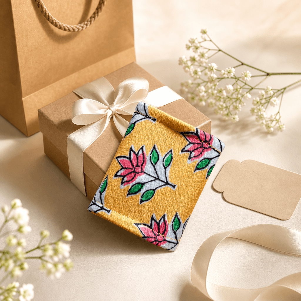Travel Jewellery Roll with 4 Clear Pockets, Yellow Floral Organizer