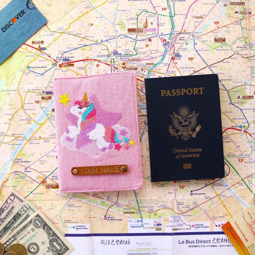 Monogram Unicorn Passport Cover Pink