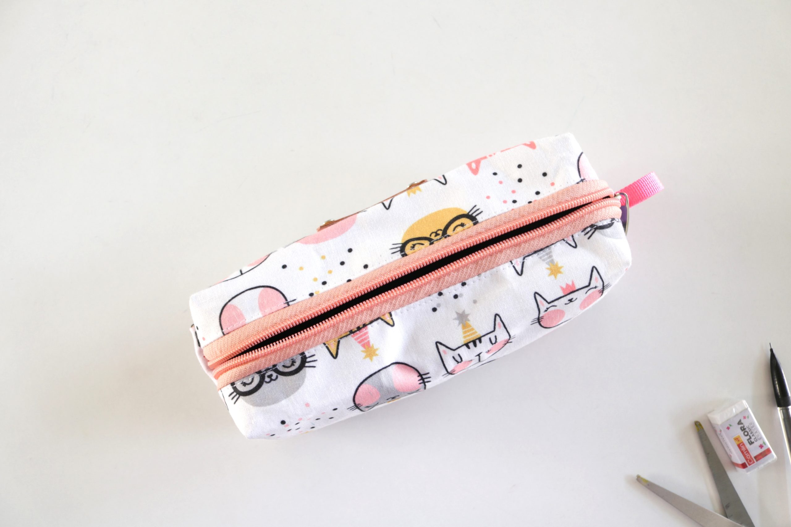 Cat Print Pencil Pouch for Girls