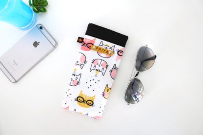 Cat Print Kids Personalised Glasses Cover