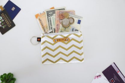 Gold Chevron Zipper Pouch for jwellery storage