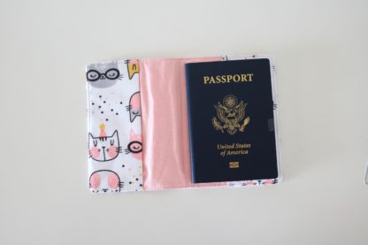 Customized Name Cat Print Passport Holder