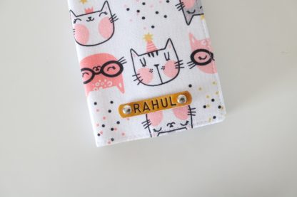 Customized Name Cat Print Passport Holder