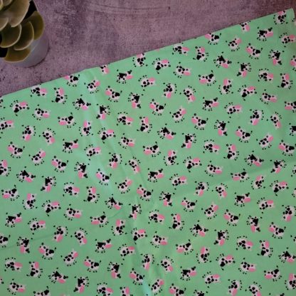 Cow on Green Fabric Print