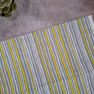 Yellow Gray Lines Fabric Print