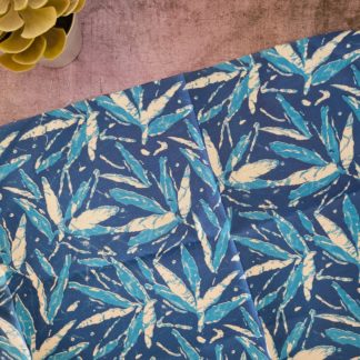 Blue Leaf Fabric Print