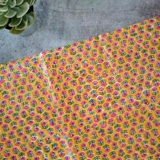 Mustard Yellow Floral Fabric Print