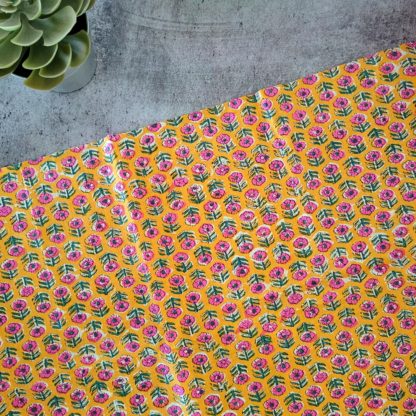 Mustard Yellow Floral Fabric Print