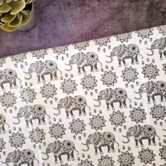 Indian Elephant on white Fabric Print