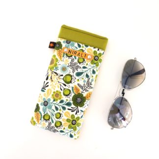 Green Floral Handmade Fabric Glasses Case