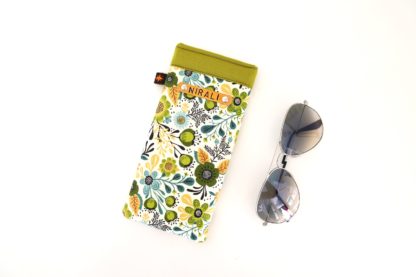 Green Floral Handmade Fabric Glasses Case