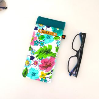 Green Floral Padded Sunglasses Pouch