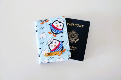 Penguin Personalised Custom Name Passport Cover for Kid's