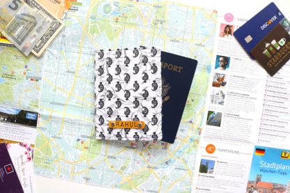 Black Motif Passport Cover for Mens