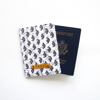 Black Motif Passport Cover for Mens