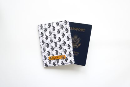 Black Motif Passport Cover for Mens