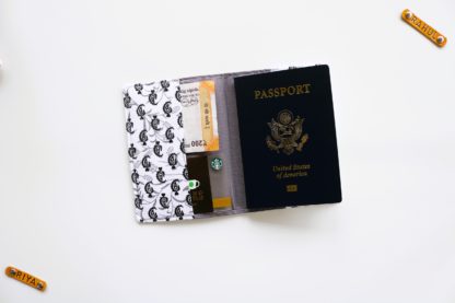 Black Motif Passport Cover for Mens