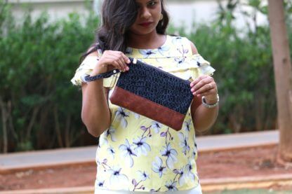 Black Office Clutch Spring Print