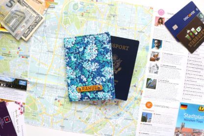 Blue Abstract Floral Passport Cover