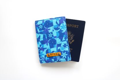 Blue Floral Abstract Passport Cover