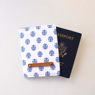 Blue Motif Passport Holder