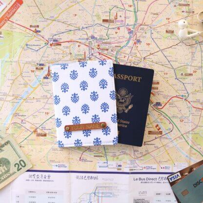 Blue Motif Passport Holder