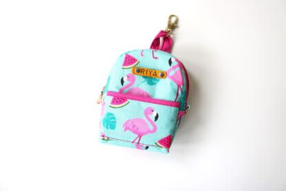 Flamingo Small Backpack Keychain for Girls