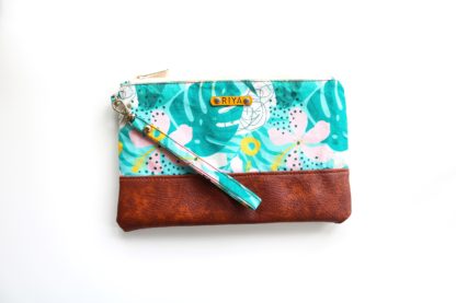 Monstera Tropical Leaf Clutch Purse