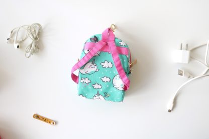 Narwhal Turquoise Tiny Backpacks for kids Whale Unicorn
