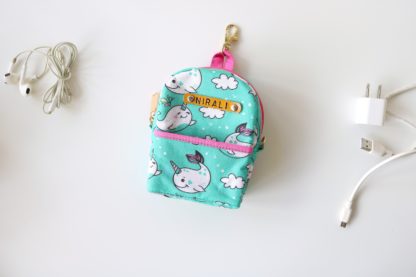 Narwhal Turquoise Tiny Backpacks for kids Whale Unicorn