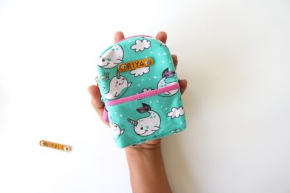Narwhal Turquoise Tiny Backpacks for kids Whale Unicorn