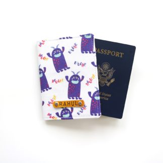 Violet Monster Print Passport Cover for kids