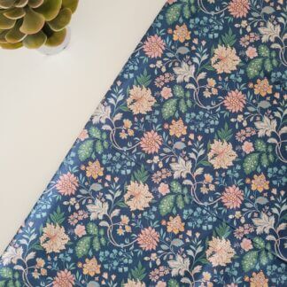Ethnic Floral on Navy Blue Fabric Print