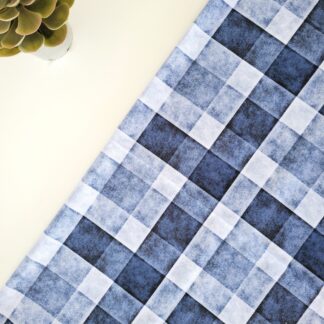 Blue Square Fabric Print