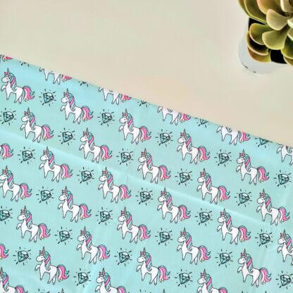Unicorn on Turquoise Fabric Print