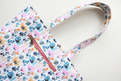 Water Color Floral Quilted Tote Bag