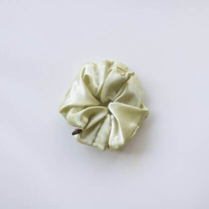 Celery Green Plain Satin Scrunchies