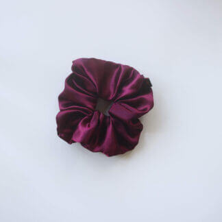 Dark Violet Plain Satin Scrunchies