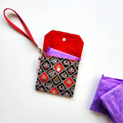 Airavat Print Black Red Sanitary Pad Pouch